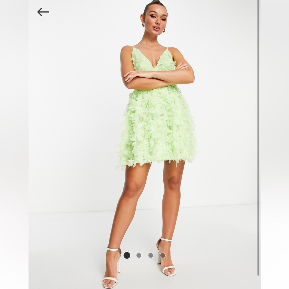 ASOS EDITION textured mesh cami mini dress with tull skirt in apple green